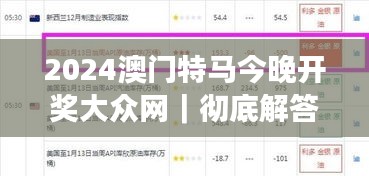 2024澳門特馬今晚開獎大眾網(wǎng)｜徹底解答解釋落實