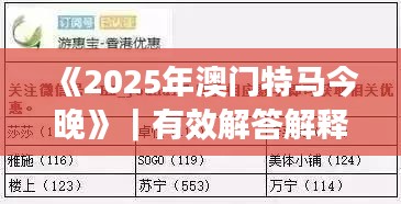 《2025年澳門(mén)特馬今晚》｜有效解答解釋落實(shí)