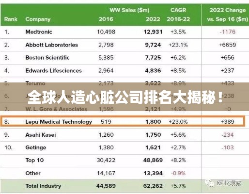 全球人造心臟公司排名大揭秘！