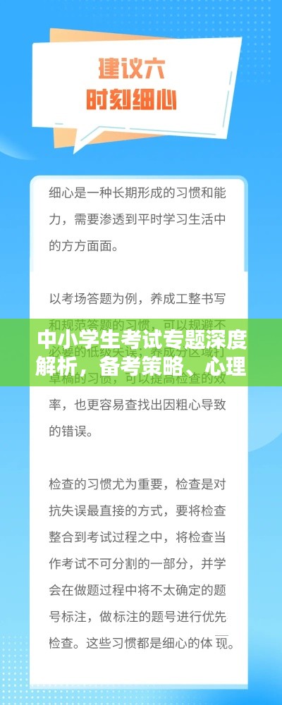 中小學(xué)生考試專題深度解析，備考策略、心理調(diào)適與技巧提升！