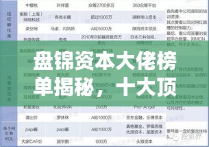 盤錦資本大佬榜單揭秘，十大頂尖投資人排名