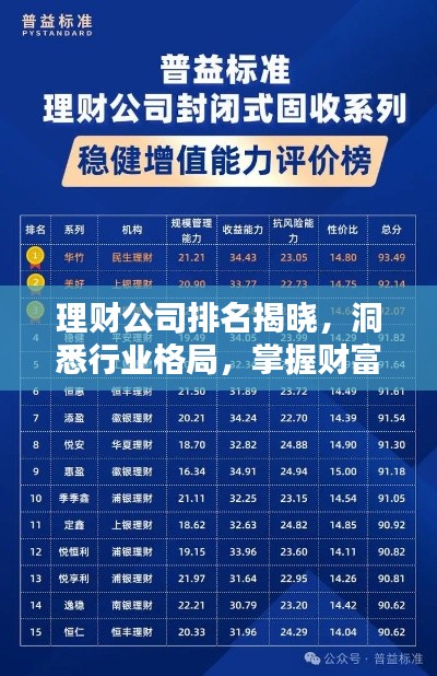 理財(cái)公司排名揭曉，洞悉行業(yè)格局，掌握財(cái)富增值秘訣！
